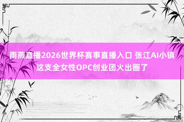 雨燕直播2026世界杯赛事直播入口 张江AI小镇这支全女性OPC创业团火出圈了