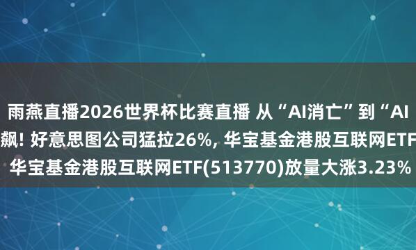 雨燕直播2026世界杯比赛直播 从“AI消亡”到“AI赋能”, 港股AI哄骗狂飙! 好意思图公司猛拉26%, 华宝基金港股互联网ETF(513770)放量大涨3.23%