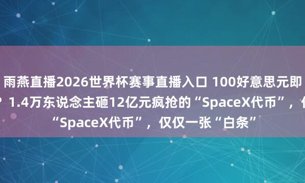 雨燕直播2026世界杯赛事直播入口 100好意思元即可打新SpaceX?1.4万东说念主砸12亿元疯抢的“SpaceX代币”,仅仅一张“白条”