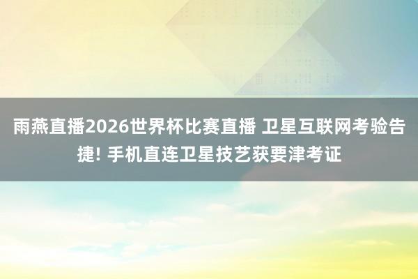 雨燕直播2026世界杯比赛直播 卫星互联网考验告捷! 手机直连卫星技艺获要津考证