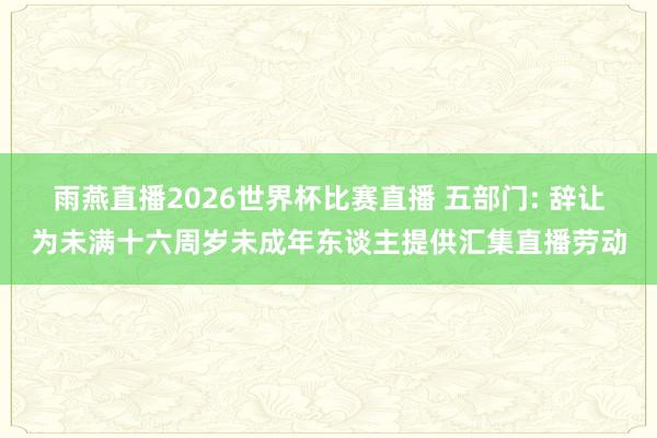 雨燕直播2026世界杯比赛直播 五部门: 辞让为未满十六周岁未成年东谈主提供汇集直播劳动