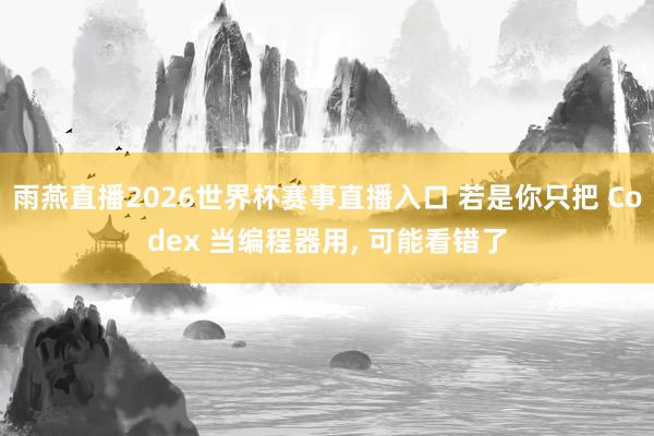 雨燕直播2026世界杯赛事直播入口 若是你只把 Codex 当编程器用, 可能看错了