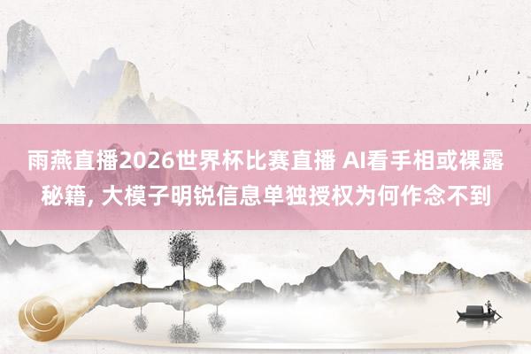 雨燕直播2026世界杯比赛直播 AI看手相或裸露秘籍, 大模子明锐信息单独授权为何作念不到