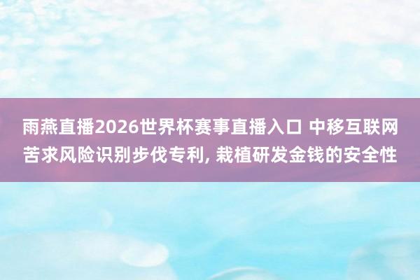 雨燕直播2026世界杯赛事直播入口 中移互联网苦求风险识别步伐专利, 栽植研发金钱的安全性