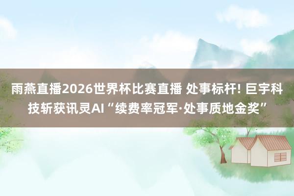雨燕直播2026世界杯比赛直播 处事标杆! 巨宇科技斩获讯灵AI“续费率冠军·处事质地金奖”