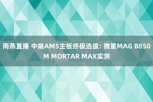 雨燕直播 中端AM5主板终极选拔: 微星MAG B850M MORTAR MAX实测