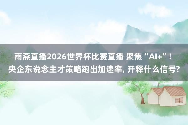 雨燕直播2026世界杯比赛直播 聚焦“AI+”! 央企东说念主才策略跑出加速率， 开释什么信号?