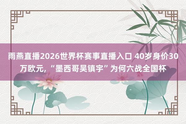 雨燕直播2026世界杯赛事直播入口 40岁身价30万欧元, “墨西哥吴镇宇”为何六战全国杯