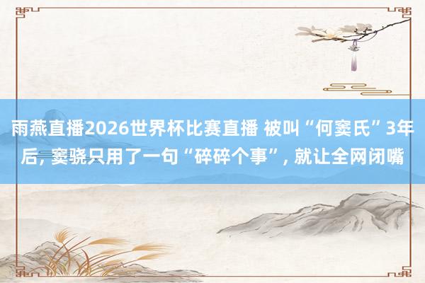 雨燕直播2026世界杯比赛直播 被叫“何窦氏”3年后， 窦骁只用了一句“碎碎个事”， 就让全网闭嘴