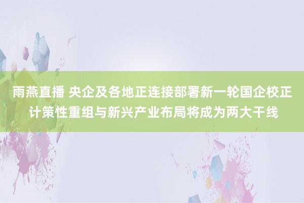 雨燕直播 央企及各地正连接部署新一轮国企校正 计策性重组与新兴产业布局将成为两大干线