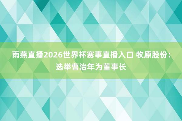 雨燕直播2026世界杯赛事直播入口 牧原股份：选举曹治年为董事长