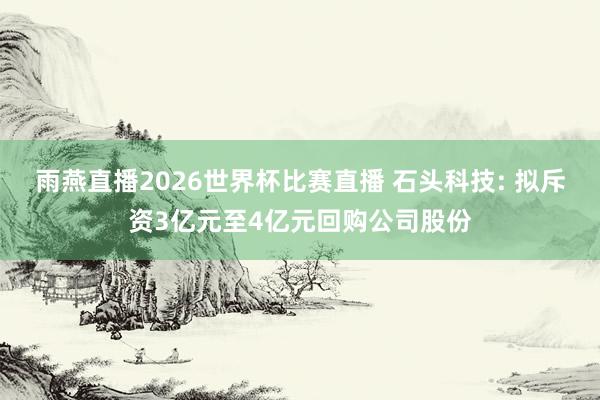 雨燕直播2026世界杯比赛直播 石头科技: 拟斥资3亿元至4亿元回购公司股份