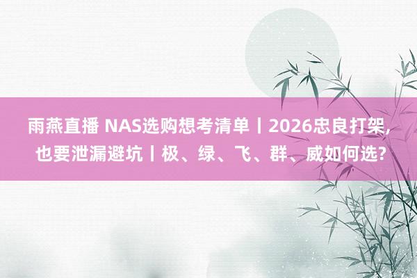 雨燕直播 NAS选购想考清单丨2026忠良打架， 也要泄漏避坑丨极、绿、飞、群、威如何选?