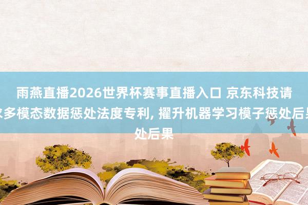 雨燕直播2026世界杯赛事直播入口 京东科技请求多模态数据惩处法度专利, 擢升机器学习模子惩处后果
