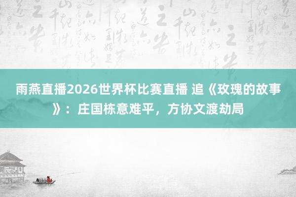雨燕直播2026世界杯比赛直播 追《玫瑰的故事》:庄国栋意难平,方协文渡劫局