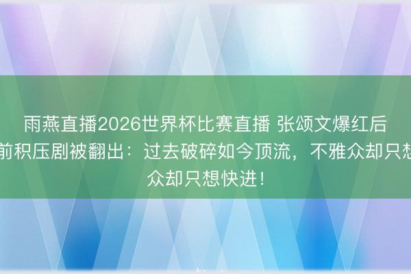雨燕直播2026世界杯比赛直播 张颂文爆红后,9年前积压剧被翻出:过去破碎如今顶流,不雅众却只想快进!