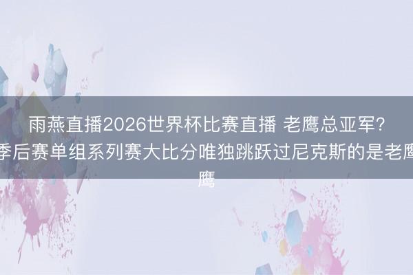 雨燕直播2026世界杯比赛直播 老鹰总亚军?季后赛单组系列赛大比分唯独跳跃过尼克斯的是老鹰