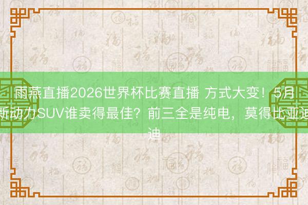 雨燕直播2026世界杯比赛直播 方式大变!5月新动力SUV谁卖得最佳?前三全是纯电,莫得比亚迪