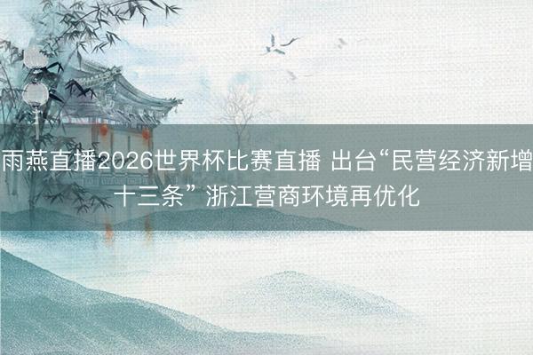 雨燕直播2026世界杯比赛直播 出台“民营经济新增十三条” 浙江营商环境再优化
