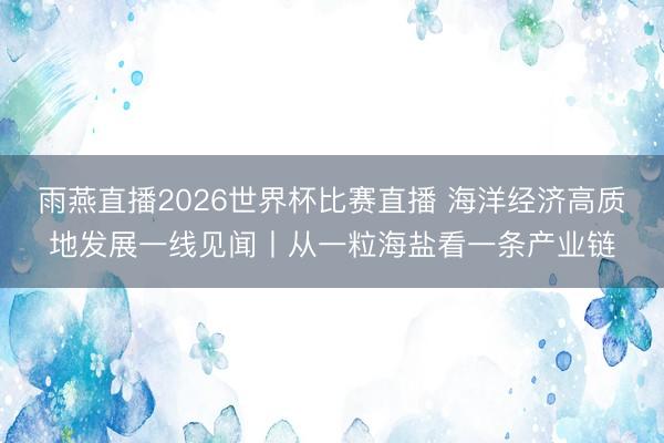 雨燕直播2026世界杯比赛直播 海洋经济高质地发展一线见闻丨从一粒海盐看一条产业链
