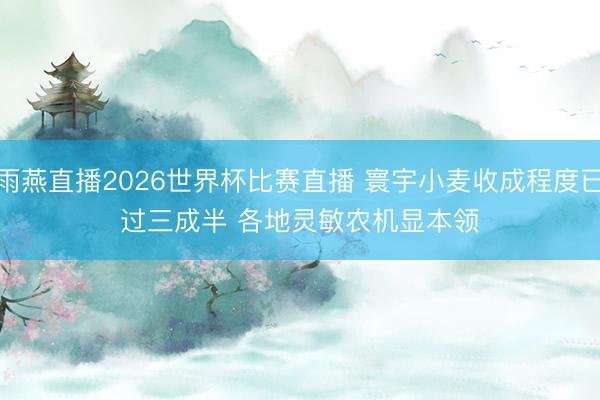 雨燕直播2026世界杯比赛直播 寰宇小麦收成程度已过三成半 各地灵敏农机显本领