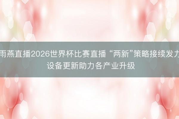雨燕直播2026世界杯比赛直播 “两新”策略接续发力 设备更新助力各产业升级