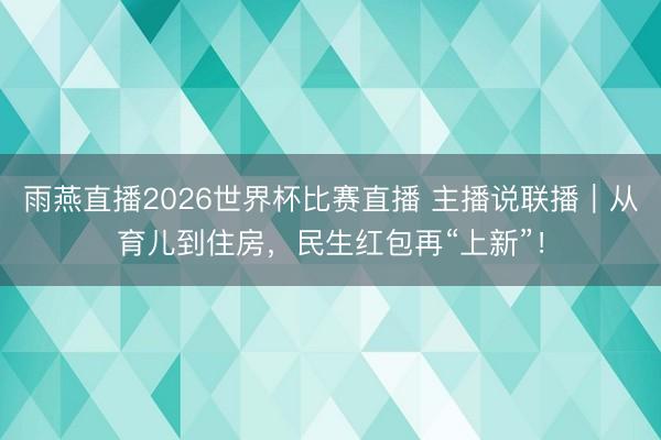 雨燕直播2026世界杯比赛直播 主播说联播|从育儿到住房,民生红包再“上新”!