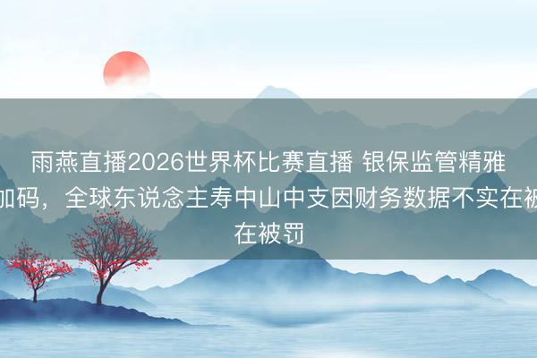 雨燕直播2026世界杯比赛直播 银保监管精雅化加码,全球东说念主寿中山中支因财务数据不实在被罚
