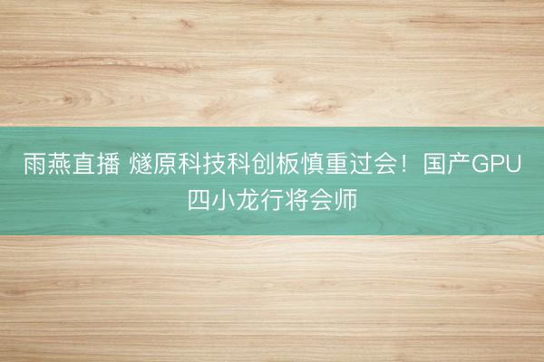 雨燕直播 燧原科技科创板慎重过会！国产GPU四小龙行将会师