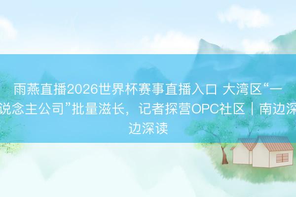 雨燕直播2026世界杯赛事直播入口 大湾区“一东说念主公司”批量滋长，记者探营OPC社区｜南边深读