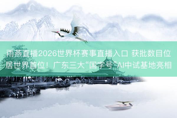 雨燕直播2026世界杯赛事直播入口 获批数目位居世界首位！广东三大“国字号”AI中试基地亮相