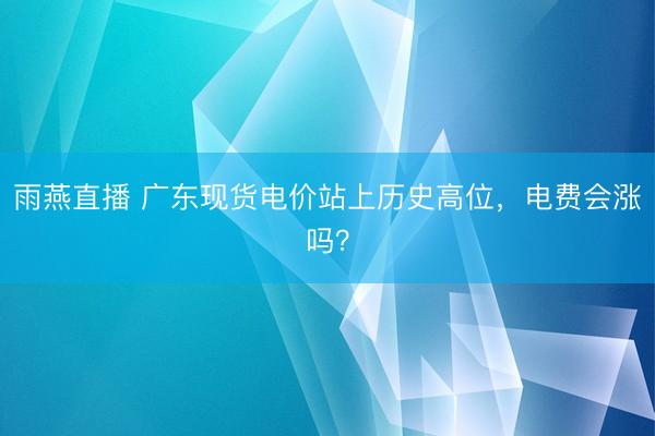 雨燕直播 广东现货电价站上历史高位,电费会涨吗?